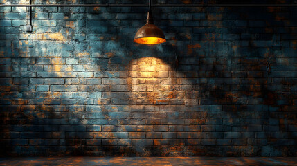 Rustikale Backsteinwand mit Vintage-Lampe und stimmungsvollem Licht &ndash; Industrieller Loft-Charme
