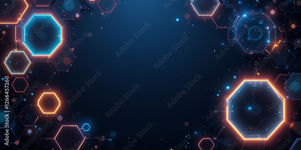 Aufkleber futuristic technology background with glowing polygon network pattern