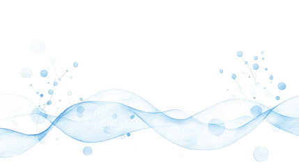 透明感のある水色の波と水玉アート。Generative AI