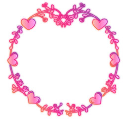 Neon pink heart frame 