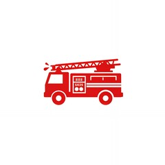 Red Firetruck Illustration with Ladder and Water Stream on White