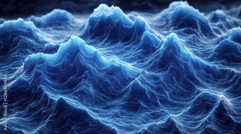 Aufkleber abstract representation of ocean waves in a dynamic blue color scheme.