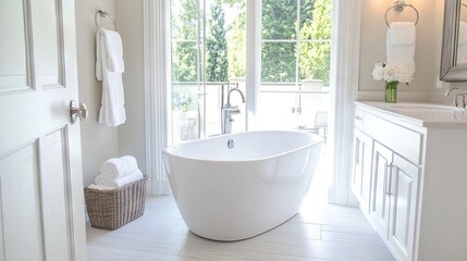 Bright ensuite bathroom with non-slip flooring and simple decor