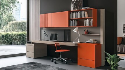 Bright workspace with adjustable furniture for growing children