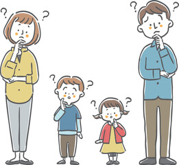 疑問を持つ家族二世代　全身　ベクター