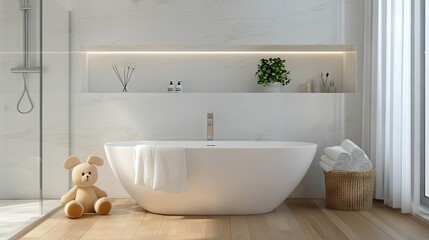 Children's room with an ensuite bathroom and minimalist design