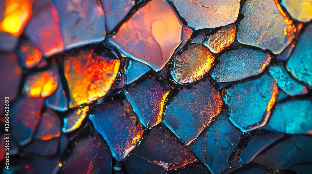 Poster colorful abstract textures with iridescent and glossy surface patterns