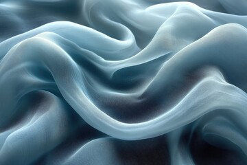 Obraz premium Soft, flowing blue fabric draped elegantly, creating a serene and calming atmosphere