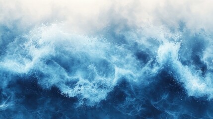 Abstract representation of turbulent ocean waves in varying shades of blue.