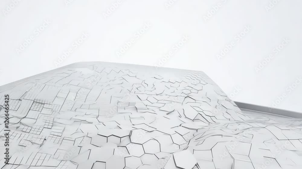 Poster minimal abstract geometric surface loop with white background and hexagonal grid pattern