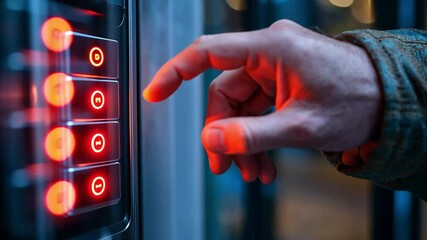 Close-up shows a man from a diverse background entering a code on a building lock.