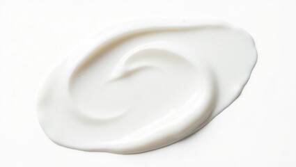 A smooth, creamy white cosmetic texture swirled across a clean white background, highlighting the rich, velvety consistency of skincare lotion, moisturizer, and conditioner in a soft, spa-like aesthet