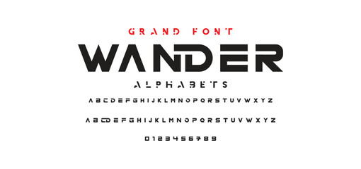 Abstract Fashion font alphabet. Minimal modern urban fonts for logo, brand etc. Typography typeface uppercase lowercase and number. vector illustration