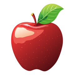 Red Apple with leaf icon vector illustration isolated on a transparent background