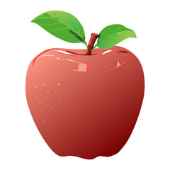 Red Apple with leaf icon vector illustration isolated on a transparent background