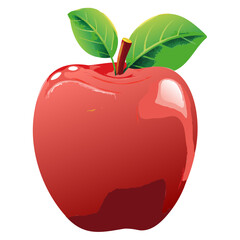 Red Apple with leaf icon vector illustration isolated on a transparent background