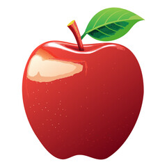 Red Apple with leaf icon vector illustration isolated on a transparent background