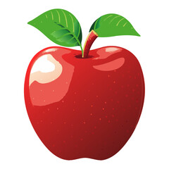 Red Apple with leaf icon vector illustration isolated on a transparent background