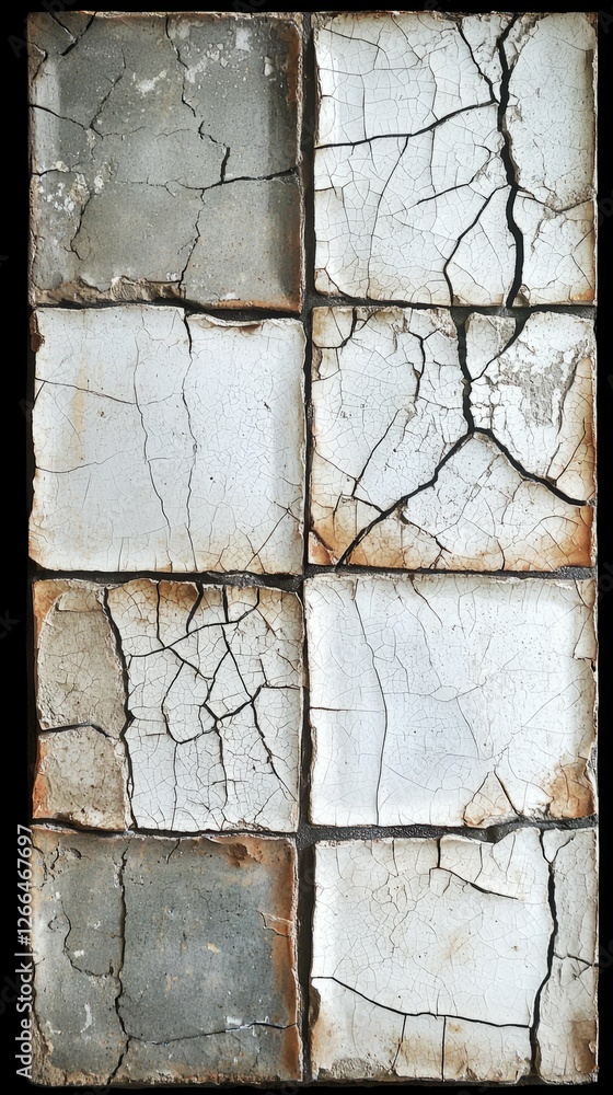 Aufkleber cracked and weathered tiles with distressed texture and patterns