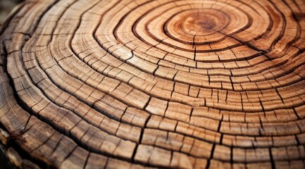 Wood grain, texture. Growth rings show age of the tree. Growth analysis. Lumber