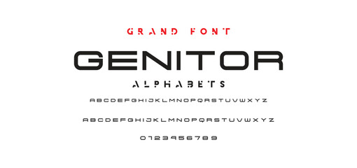 Abstract Fashion font alphabet. Minimal modern urban fonts for logo, brand etc. Typography typeface uppercase lowercase and number. vector illustration