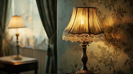 Elegant Vintage Lamps in Cozy Interior with Warm Ambient Lighting