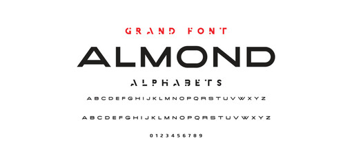 Abstract Fashion font alphabet. Minimal modern urban fonts for logo, brand etc. Typography typeface uppercase lowercase and number. vector illustration