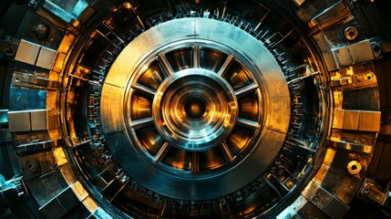 Naklejka premium Intricate Metallic Design of a High-Tech Industrial Machine Component
