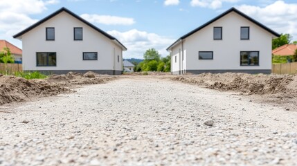 New Homes Under Construction on Gravel Road