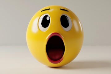 3D shocked emoji with detailed open mouth
