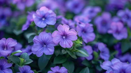 Obraz premium Vibrant Purple Petunias in Full Bloom Close Up Floral Photography