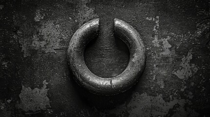 Circular Metal Ring on Grungy Dark Surface for Industrial Aesthetics
