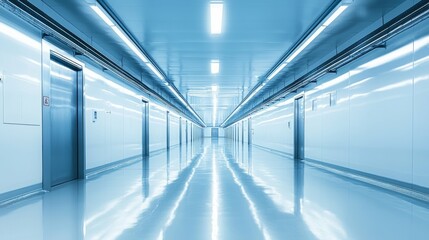 Bright and Modern Corridor with Smooth Flooring and Elevator Doors
