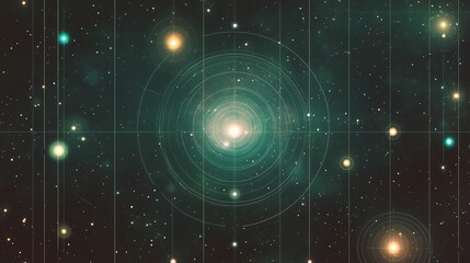 Obraz premium Abstract Galaxy Space Art with Circular Design and Starry Background