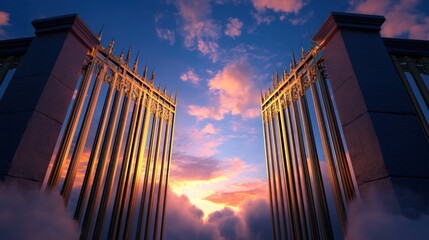 Heavenly Gates Open, Sunset Cloudscape, Spiritual Concept