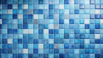 Fototapeta premium A Seamless Pattern of Small Blue Ceramic Tiles with Subtle Color Variations Creates a Textured Wall Surface Ideal for Interior Design Projects
