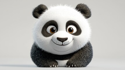 Cute panda emoji with smooth glossy fur