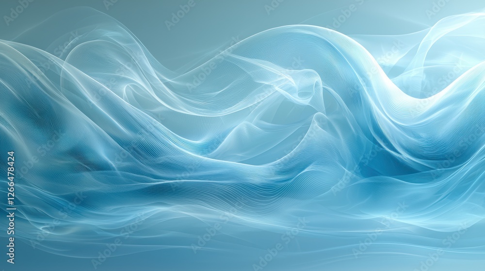 Aufkleber abstract flowing blue waves creating a serene and calming atmosphere.