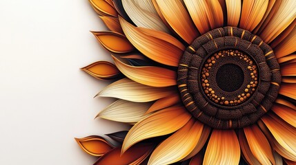 A bright and detailed sunflower with golden petals and a rich brown center, isolated on a clean white background.