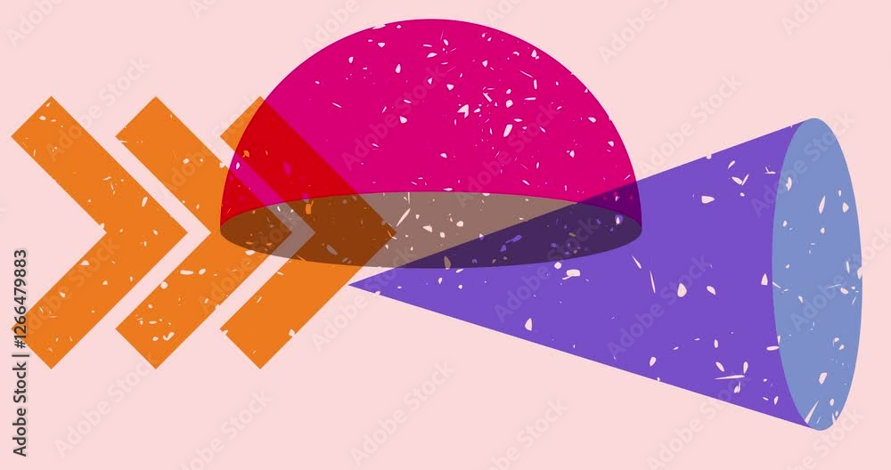 Poster risograph shapes. geometry elements abstract texture. big colorful geometric animation. object in tr