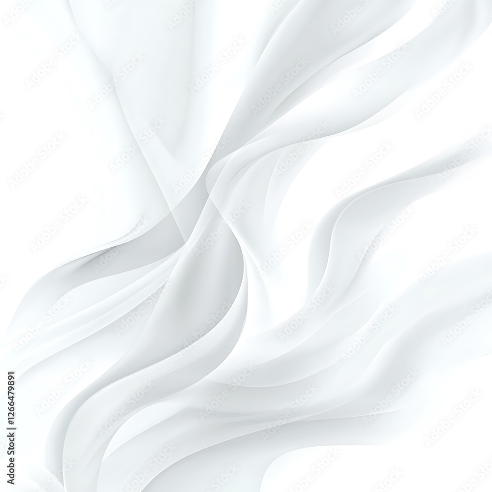 Poster an elegant abstract background featuring flowing white fabric-like waves, perfect for conveying smoo