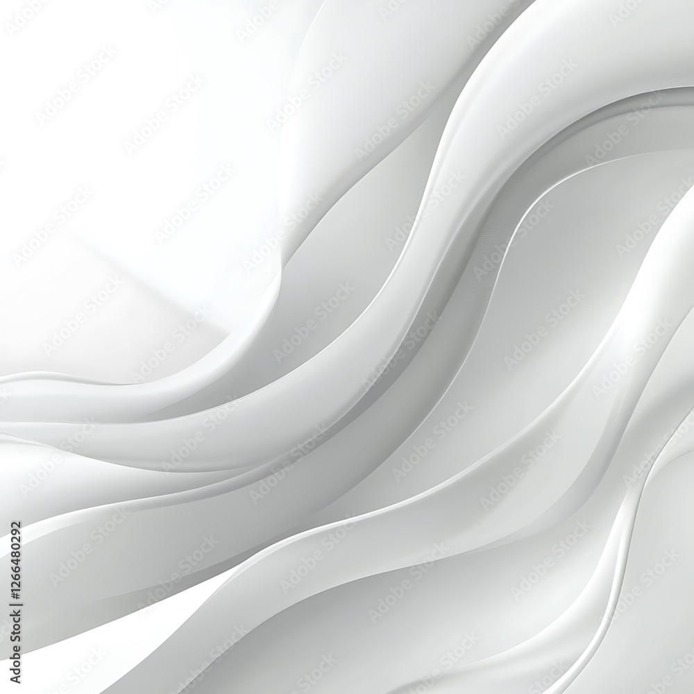 Poster an abstract image featuring flowing white curves, creating a sense of calm and elegance. ideal for b