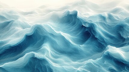 Obraz premium Abstract depiction of ocean waves in shades of blue and white.