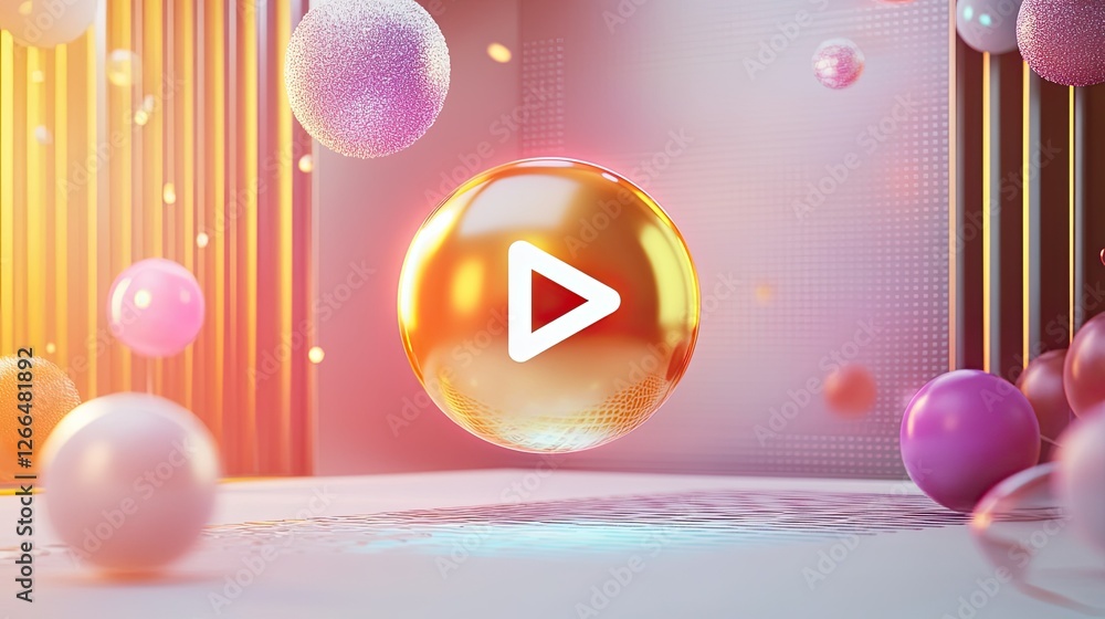Aufkleber a glossy 3d live stream icon with a play button, illustrating the power of online content creation.