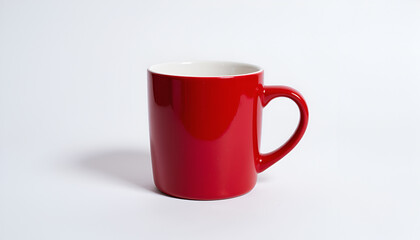 Vibrant red mug isolated on white - simple elegance for drinkware promotions