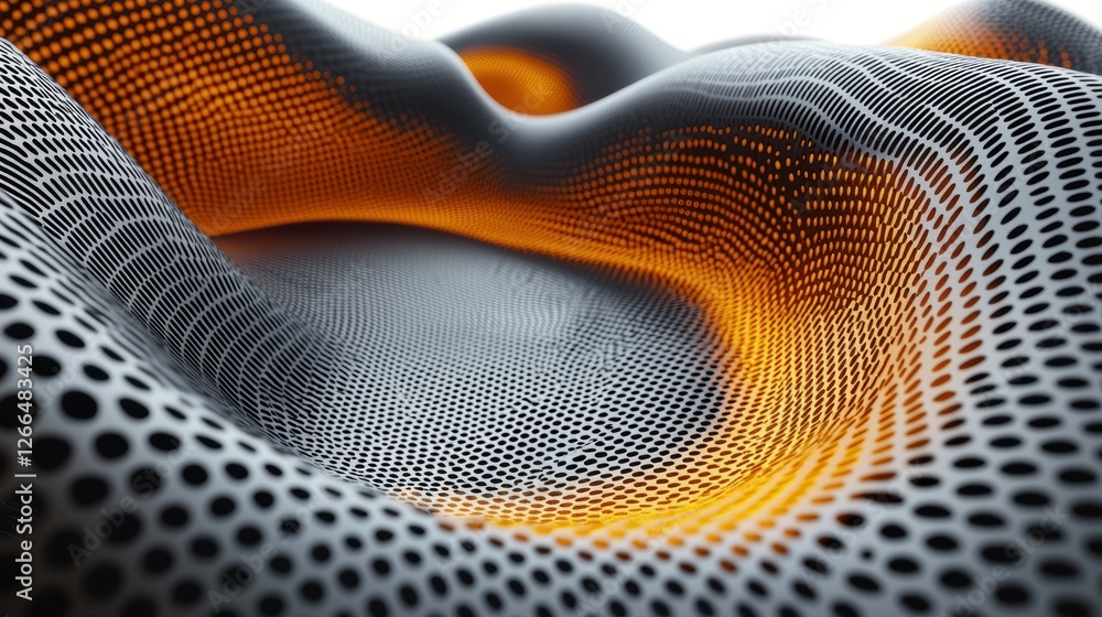 Aufkleber abstract digital landscape with flowing patterns and glowing elements.