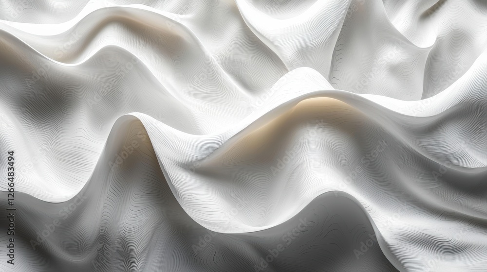Poster abstract depiction of flowing white fabric creating a soft, textured appearance.