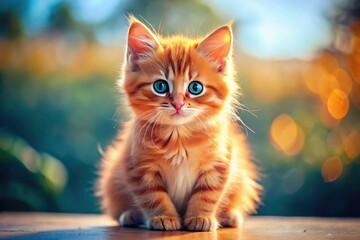 Obraz premium Cute red kitten images: playful, fluffy, adorable ginger cat pictures.