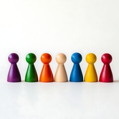 a row of colorful wooden pegs