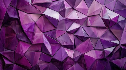 Obraz premium A polygonal mosaic in rich purple hues, featuring sharp angles and a modern, abstract design.